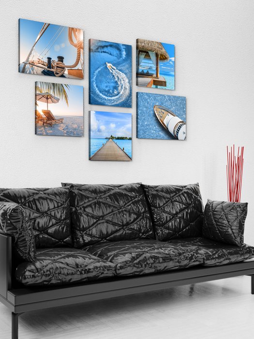 Набор из шести картин Море 95х60 сине-голубого цвета - лучшие Картины в INMYROOM