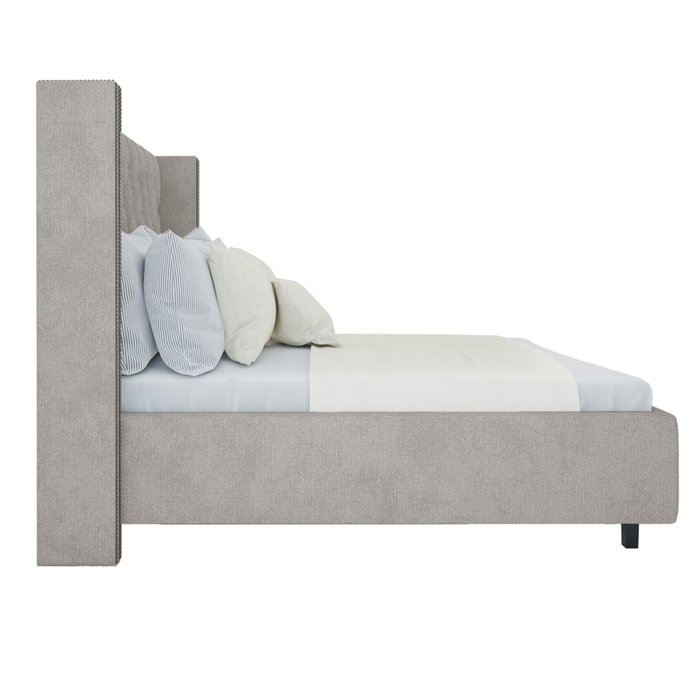 Кровать с декоративными гвоздиками "Wing" Лён Коричневый 160х200 - купить Кровати для спальни по цене 102000.0