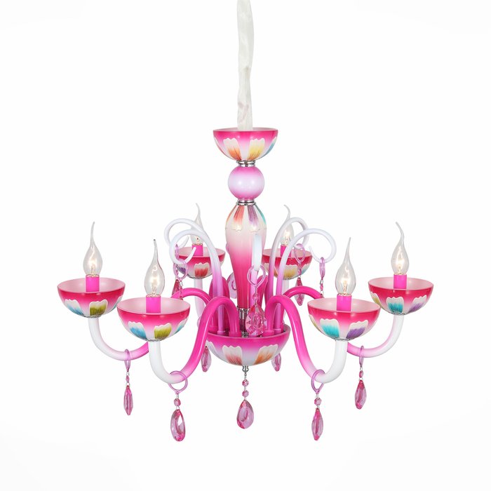 Подвесная люстра Tulipano розового цвета - лучшие Потолочные светильники в детскую в INMYROOM