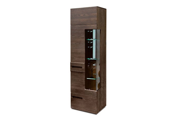 Шкаф с витриной Хедмарк темно-коричневого цвета (правый)