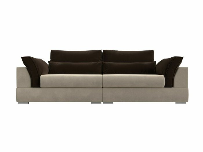 Прямой диван-кровать Пекин бежево-коричневого цвета - купить Прямые диваны по цене 76999.0