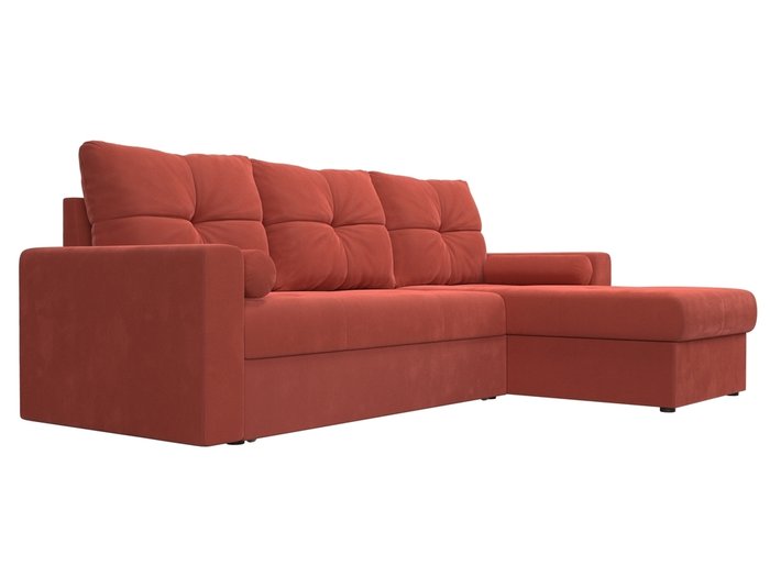 Угловой диван-кровать Верона кораллового цвета правый угол - лучшие Угловые диваны в INMYROOM