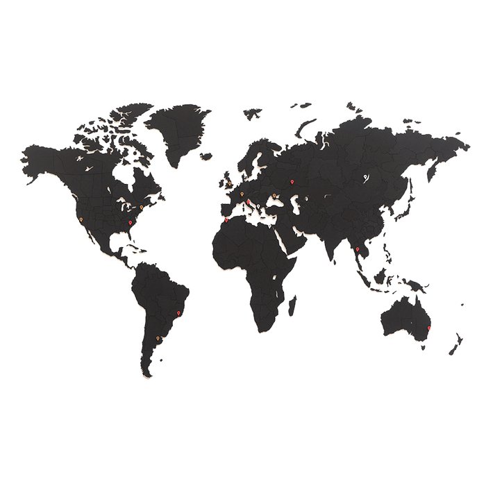 Пазл «карта мира» черная 150х90 см new - купить Декор стен по цене 5990.0