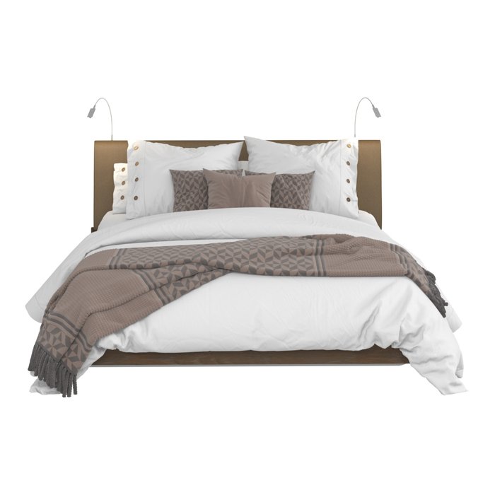 Кровать Сиена 180х200 коричневого цвета с двумя светильниками  - купить Кровати для спальни по цене 44645.0