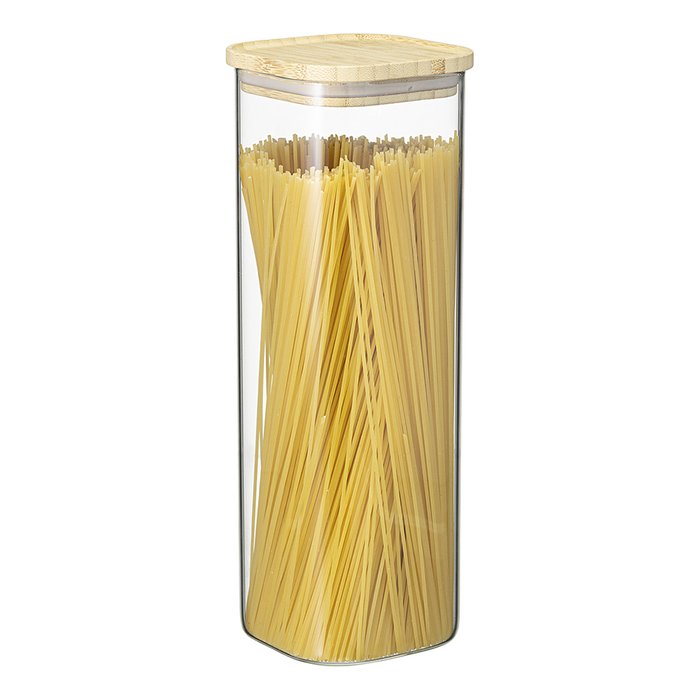 Банка для хранения квадратная Glass Bamboo 2,2 л - купить Емкости для хранения по цене 1190.0