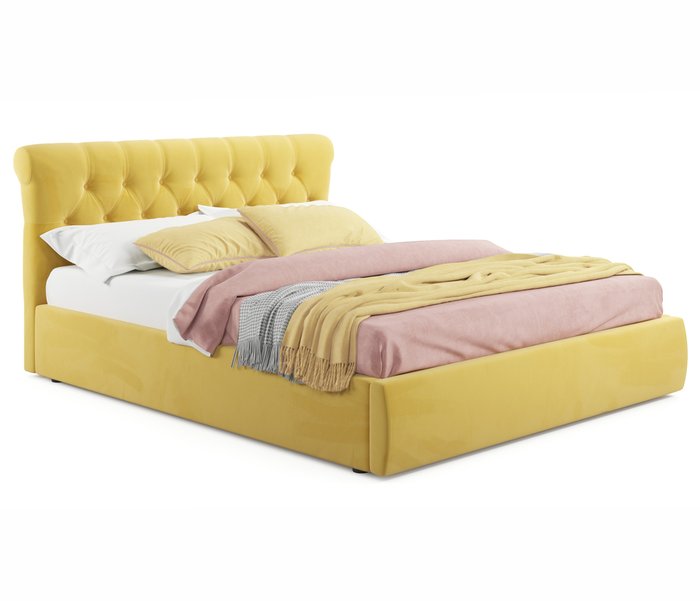 Кровать Ameli 160х200 с подъемным механизмом желтого цвета