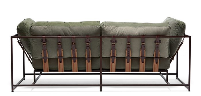 Двухместный диван Милитари с парусиновой обивкой - купить Прямые диваны по цене 105000.0
