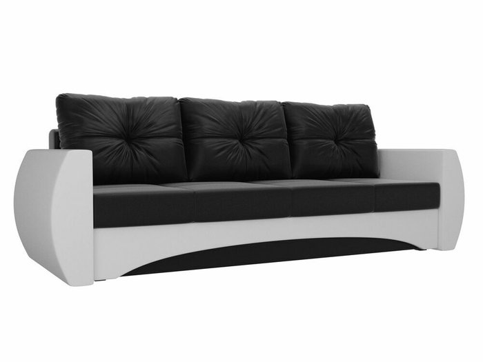 Прямой диван-кровать Сатурн черно-белого цвета (экокожа)