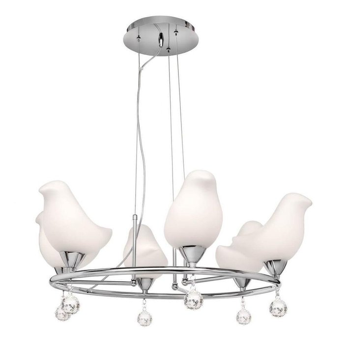 Подвесная люстра SILVER LIGHT "Phenix" с белыми плафонами в виде птиц - купить Подвесные люстры по цене 22590.0