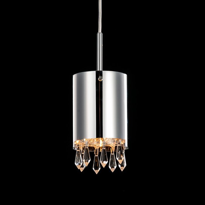 Подвесной светильник Illuminati из хромированного металла с прозрачными хрустальными кулонами - лучшие Подвесные светильники в INMYROOM