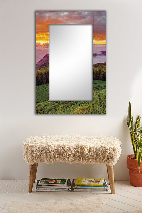 Настенное зеркало Виноградные просторы в раме из массива сосны 55х55 - купить Настенные зеркала по цене 8490.0