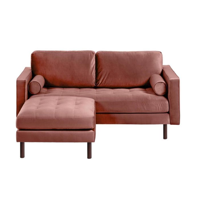 Прямой диван Bogart Pink velvet с пуфом - лучшие Прямые диваны в INMYROOM