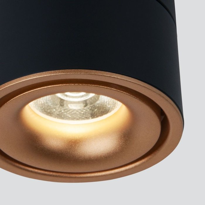 Накладной потолочный светодиодный светильник DLR031 15W 4200K 3100 черный матовый/золото Klips - лучшие Накладные споты в INMYROOM