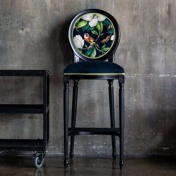 Барный стул Цветущая аристократка версия 1 черно-зеленого цвета - купить Барные стулья по цене 37000.0