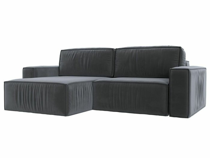 Угловой диван-кровать Прага классик серого цвета левый угол