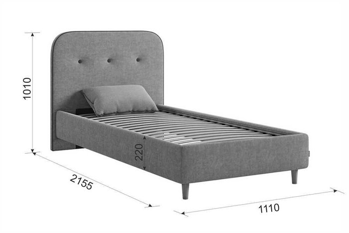 Кровать Лео 90х200 графитового цвета без подъемного механизма - лучшие Кровати для спальни в INMYROOM