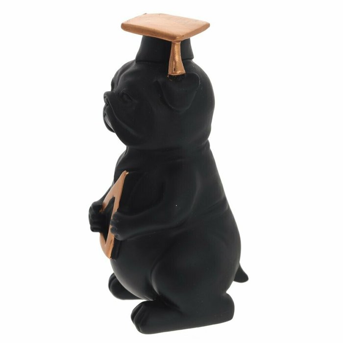 Фигурка декоративная Собака с линейкой черного цвета - лучшие Фигуры и статуэтки в INMYROOM
