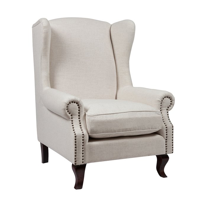 Кресло Collins Wingback Chair Белый Лен - купить Интерьерные кресла по цене 83000.0