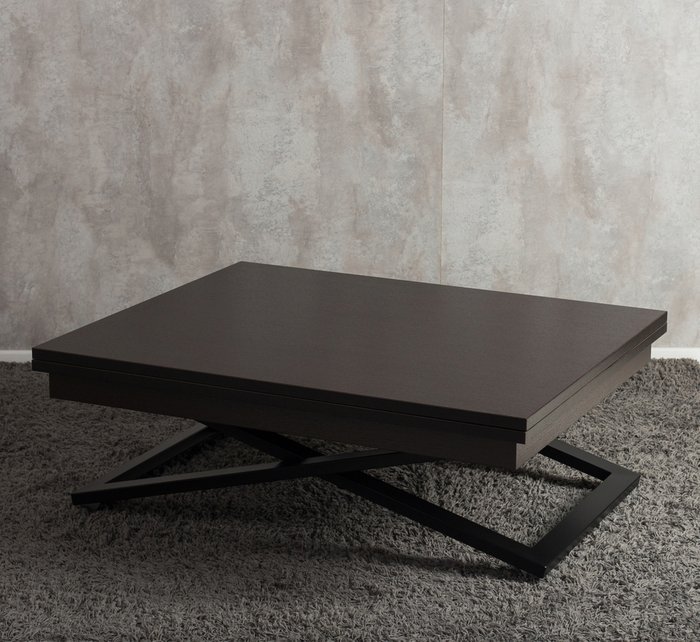 Стол-трансформер Cross цвета венге на черных опорах - купить Обеденные столы по цене 32990.0
