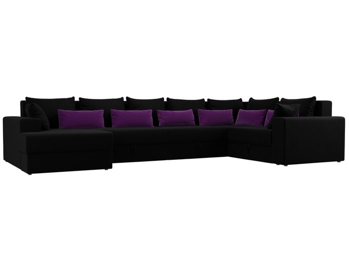 Угловой диван-кровать Мэдисон черно-фиолетового цвета правый угол