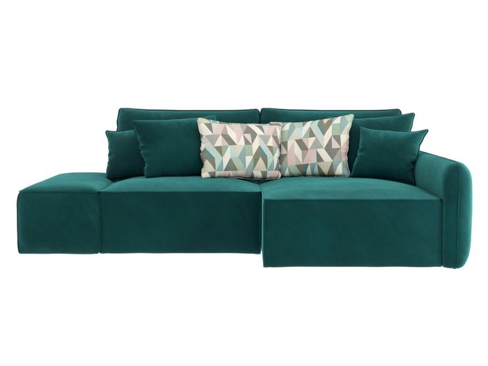 Угловой диван-кровать Портленд изумрудного цвета