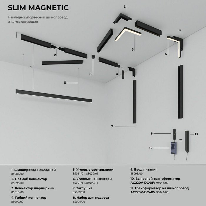 Трековый светильник 10W  3000K (черный) 85000/01 85000/01 Slim Magnetic  - лучшие Трековые светильники в INMYROOM