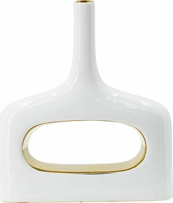 Керамическая ваза бело-золотого цвета