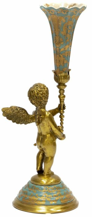 Фарфоровая ваза в руках ангела золото-голубого цвета - лучшие Вазы  в INMYROOM