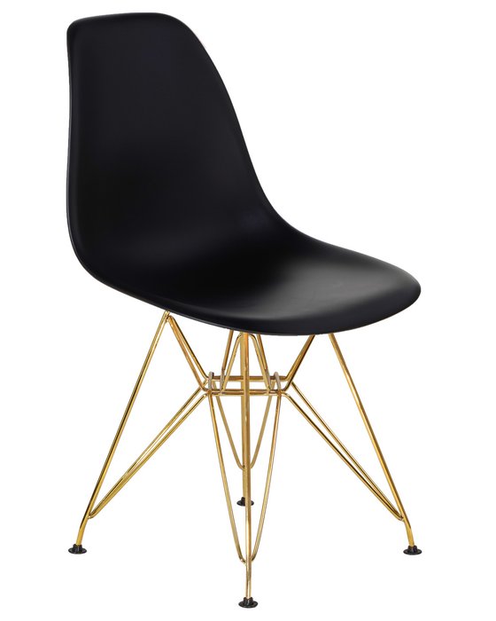 Стул обеденный черного цвета на золотых металлических ножках - купить Обеденные стулья по цене 3490.0