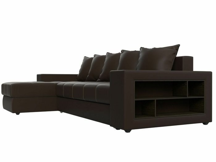Угловой диван-кровать Дубай коричневого цвета (экокожа) левый угол - лучшие Угловые диваны в INMYROOM