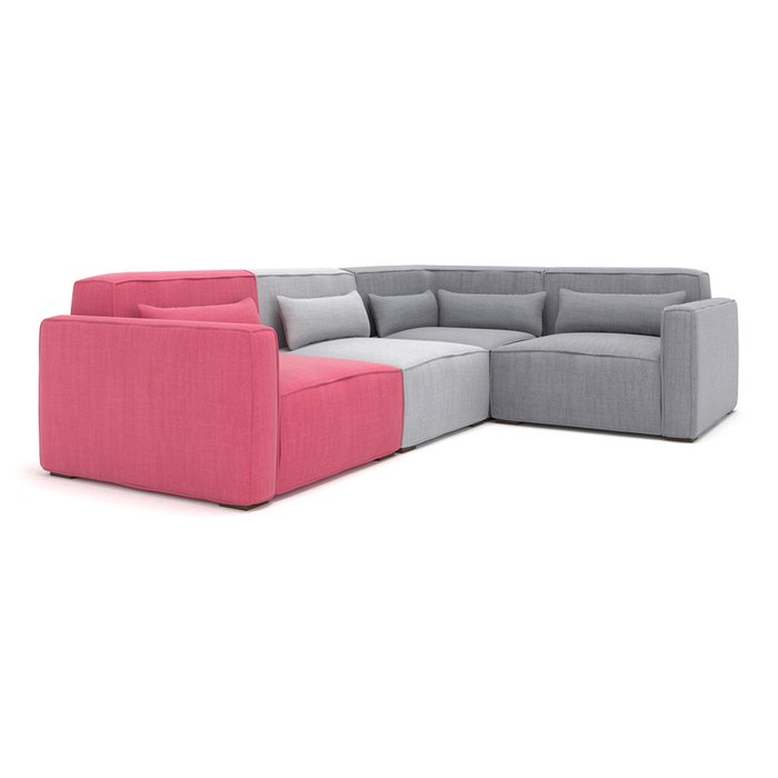 Модульный угловой диван Cubus MIX серо-розового цвета 