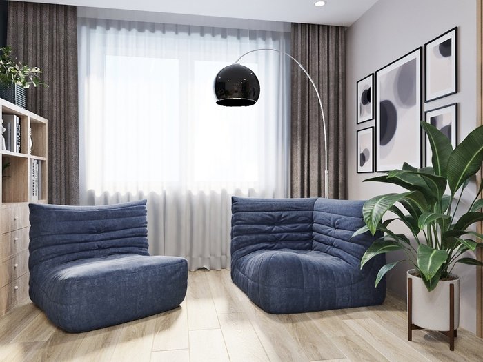 Диван Маршмеллоу синего цвета - лучшие Бескаркасная мебель в INMYROOM