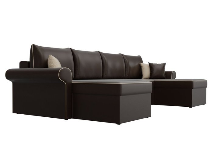 Угловой диван-кровать Милфорд темно-коричневого цвета (экокожа) - лучшие Угловые диваны в INMYROOM