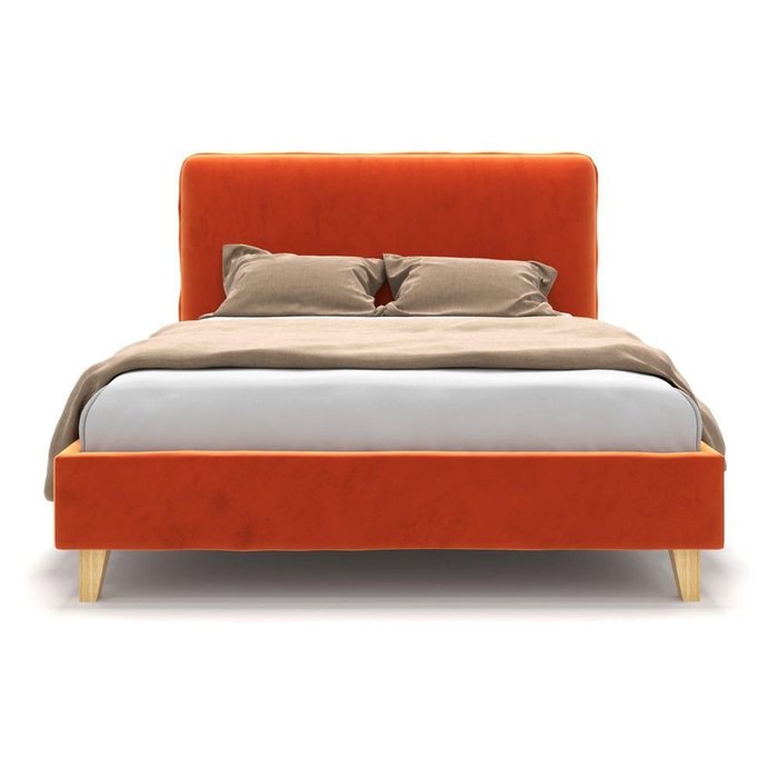 Кровать Brooklyn на ножках оранжевая 160х200 - лучшие Кровати для спальни в INMYROOM