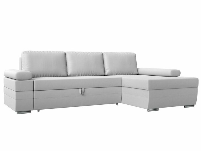 Угловой диван-кровать Канкун белого цвета правый угол (экокожа)