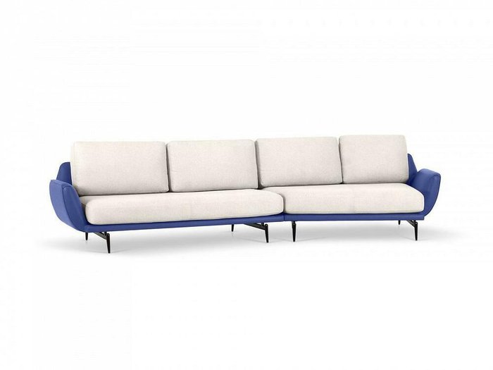 Угловой диван правый Ispani бело-синего цвета - лучшие Угловые диваны в INMYROOM