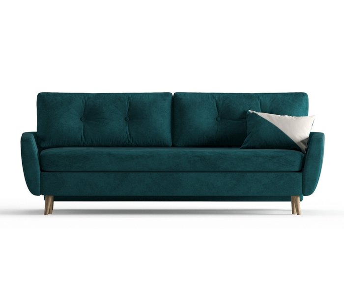Диван-кровать Авиньон в обивке из велюра сине-зеленого цвета - купить Прямые диваны по цене 36990.0
