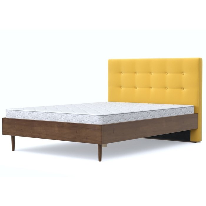 Кровать Альмена 180x200 коричнево-желтого цвета - лучшие Кровати для спальни в INMYROOM