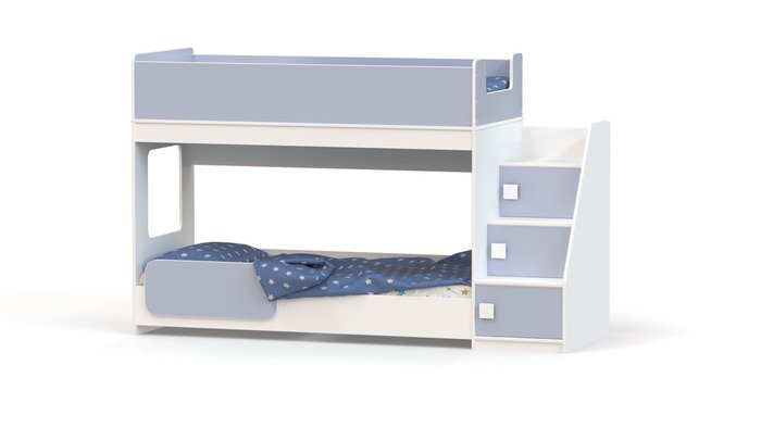 Двухъярусная кровать Ridgimmi 4.3 75х175 бело-голубого цвета