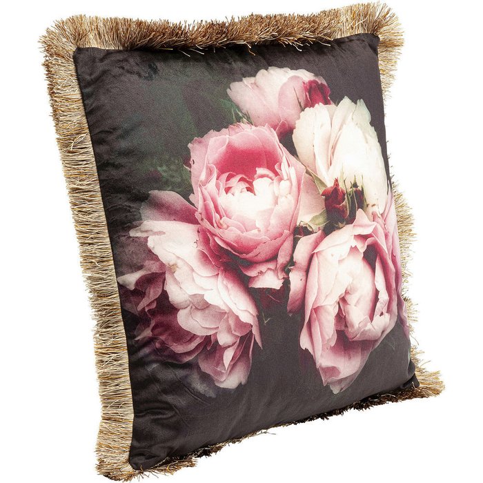 Подушка Roses черного цвета - купить Декоративные подушки по цене 6730.0