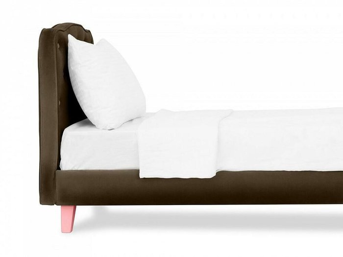 Кровать Candy 80х160 темно-коричневого цвета с розовыми ножками - лучшие Одноярусные кроватки в INMYROOM