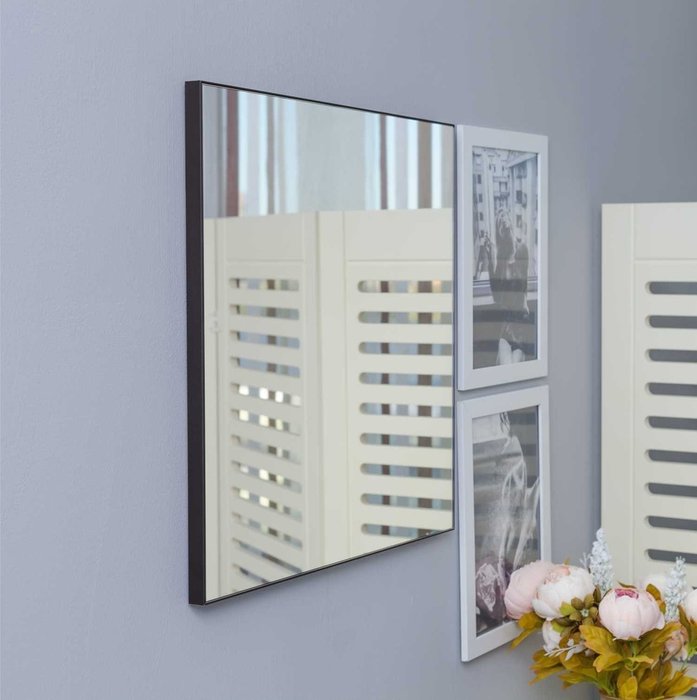 Настенное прямоугольное зеркало в алюминиевой раме Сognac коричневого цвета - купить Настенные зеркала по цене 7740.0