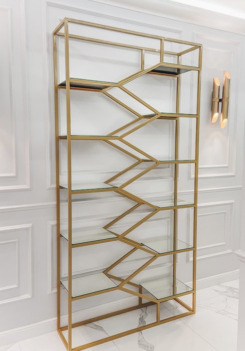 Стеллаж "Aurora" золото с прозрачным стеклом (2000х900х300) - купить Стеллажи по цене 44200 Стеллаж "Aurora" золото с прозрачным стеклом (2000х900х300) - купить Стеллажи по цене 44200