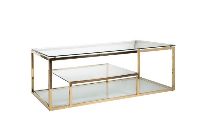 Журнальный стол из стекла и стали золотого цвета - купить Журнальные столики по цене 48000.0