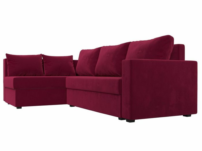 Угловой диван-кровать Мансберг бордового цвета левый угол - лучшие Угловые диваны в INMYROOM