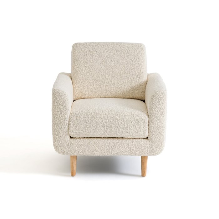 Кресло с обивкой из буклированной ткани Jimi светло-бежевого цвета - купить Интерьерные кресла по цене 40381.0