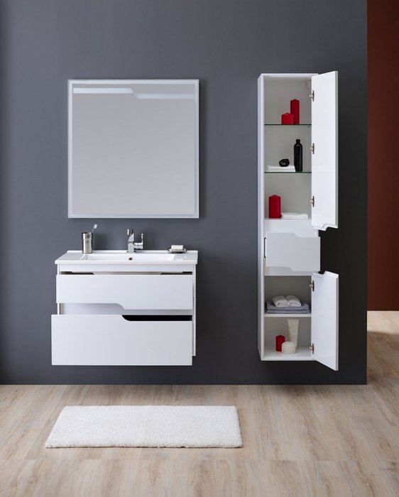 Шкаф-пенал Модена белого цвета - купить Пеналы для ванной комнаты по цене 42070.0