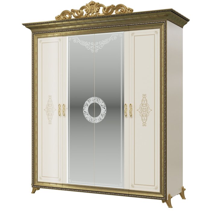 Шкаф с зеркалом Версаль цвета слоновой кости - купить Шкафы распашные по цене 61137.0