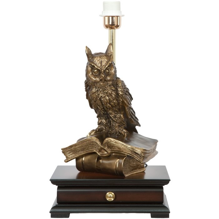 Настольная лампа с бюро Ученый Филин цвета капучино на бронзовом основании - лучшие Настольные лампы в INMYROOM