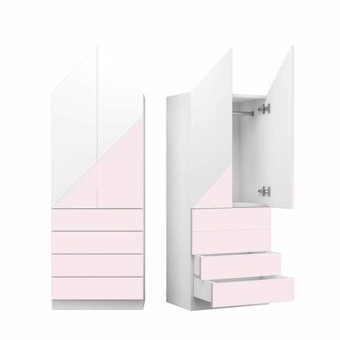 Шкаф Альпы с фасадом нежно-розового цвета с четырьмя ящиками